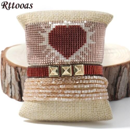 Rttooas Fashion Heart Bracelets For Women Boho Handmade Rivet Charm Bracelets Set Pulseras Mujer Moda 2020 Femme Jewelry