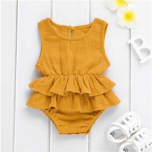 0-24M Summer Girls Clothing Sets Summer Baby Girls Sleeveless Sling Vest Children Cotton Linen Clothes Suits Jumpsuit Outfits