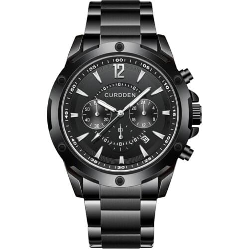 2021 CURDDEN Brand Men Watches Fashion Alloy Band Big Face Small Dial Business Quartz Vintage Watch Montres de Marque de Luxe