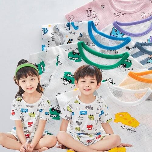 2021 Summer Kids Pajamas Sets Boys Sleepwear Pyjamas Childrens Pajamas Suit Baby Girl Clothes Short Sleeve Girls Pijamas