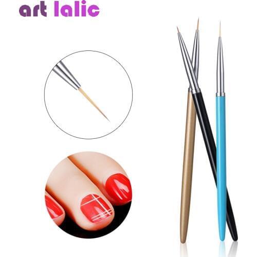 3pcs Nail Art Liner Painting Pen Metal 3D Tips DIY Acrylic UV Gel Brushes Drawing Kit Flower Line Grid French Design Manicure