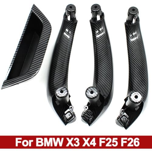 LHD RHD Carbon Fiber Interior Door Handle Panel Cover Trim For BMW X3 X4 F25 F26 2010-2016