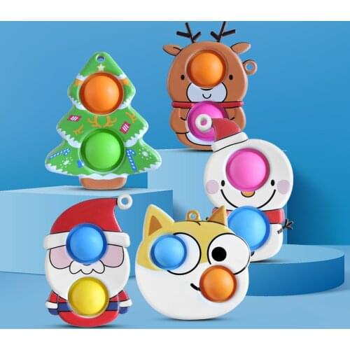 5pcs Christmas Fidget Simple Toy Fat Brain Toys Stress Relief Hand Fidget Dimple For Kids Adults Early Educational Keychain