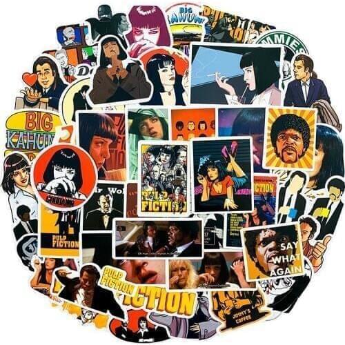 50Pcs Classic Movie Pulp Fiction Sticker For Scooter Motorcycle Refrigerator Guitar Suitcase Car Decoration Pvc Film Sticker