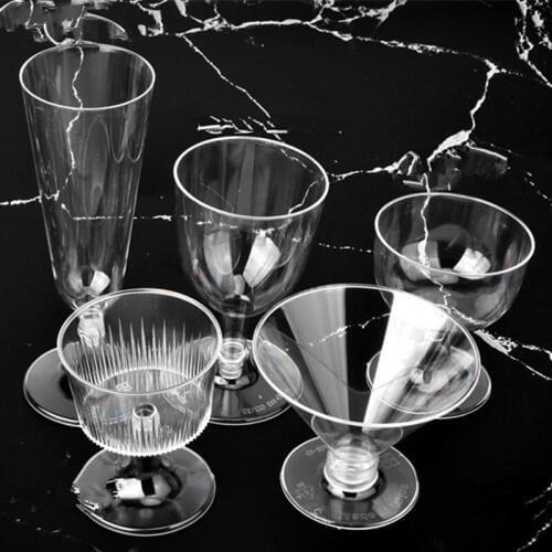 50pcs Disposable plastic champagne glass red wine cocktail glass mousse dessert pudding cup party wedding favor plastic cup