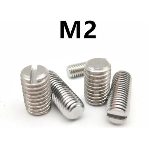 500pcs/lot M2x2/3/4/5/6/8/10mm GB73 DIN551 304 Stainless steel slotted set screw with flat point