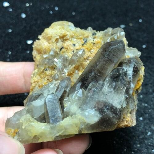 92.8gNatural crystal tea Topaz rough smoky crystal Obelisk aura healing round vein home decoration1PC