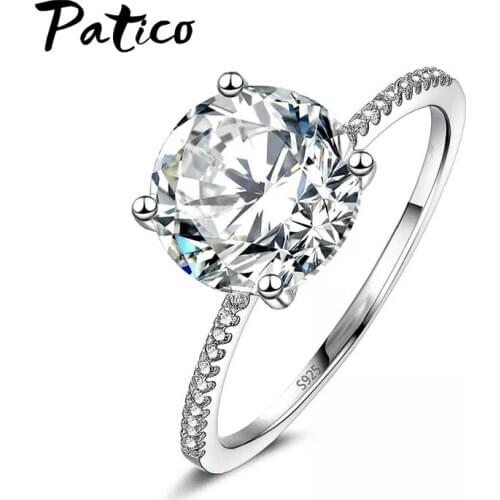 925 Sterling Silver AAAA+ Round CZ Finger Ring for Women Luxury Wedding Anniversary Engagement Jewelry Party Gift