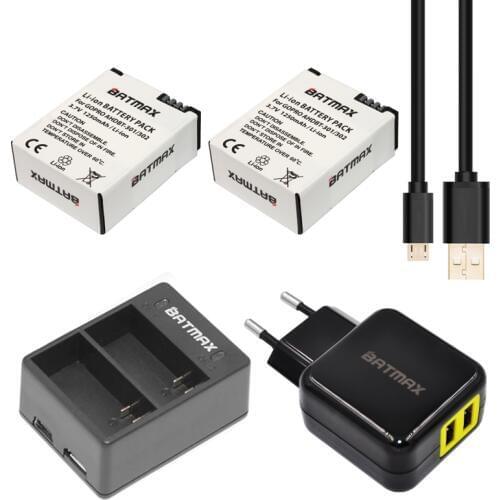 Batmax 2pcs AHDBT-301 Rechargeable Battery+USB Dual Charger AHDBT-302 for Gopro Hero 3/3 Hero3 Hero3 Go Pro+EU/US AC Adapter
