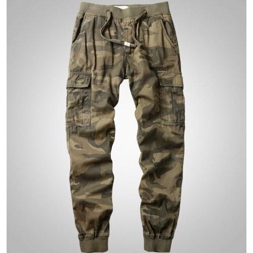 Camouflage Pants Mens Multi Pockets Joggers Trousers Cargo Loose Straight Casual Harem Pants