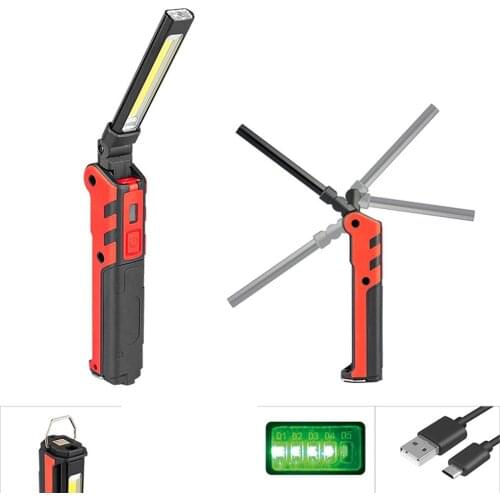 COB+USB Folding Rechargeable Magnet Flashlight Headlight Portable Multifunctional Work Light Super Bright LED Flashlight