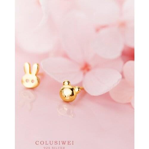 Colusiwei Authentic 925 Sterling Silver Lovely Rabbit Little Bear Stud Earrings for Women Ear Pins Gifts 2020 New Bijoux