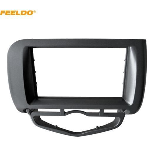 FEELDO Car Audio Radio Fascia Frame For Honda Fit Jazz/City 2002-2008 (Auto AC,LHD) Stereo DVD 2Din Dash Face Frame #HQ4964