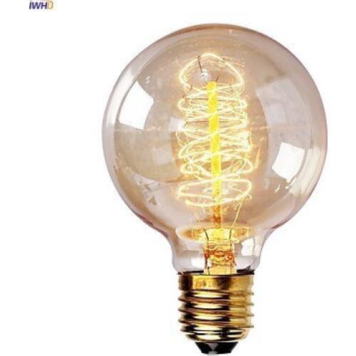 IWHD Bombilla Vintage Lamp Edison Bulb E27 40W 220V Lampada Retro Lamp Edison Light Bulb Lampadine Ampul Gloeilamp G80 G95