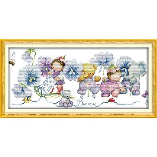 Joy Sunday Cross Stitch Paintings Happy elves Printed Canvas DIY Hand Made Embroidery Sets for Needlework Cotton Thread Crafts