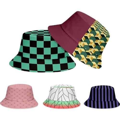 Demon Slayer Cosplay Hat Summer New Cartoon Anime Kimetsu No Yaiba Fishermans Hat Outdoor Sunscreen Unisex Fashion Sun Hat