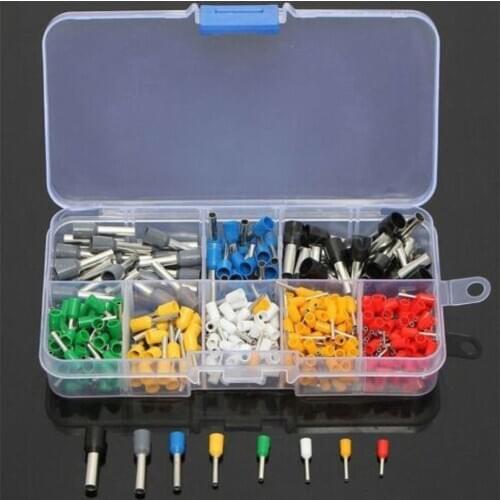 400PCS AWG 22-10 Insulated Cord Pin End Terminal Kit Set Wire Copper Tubular Crimp Connector E0508 E7508 E1008 E1508 E2508