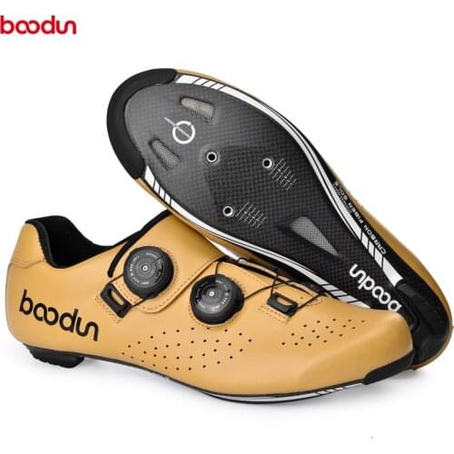 Boodun new Road cycling shoes Leather Carbon Fiber ultralight Self-Locking Shoes professional racing road bike bicycle sneakers
