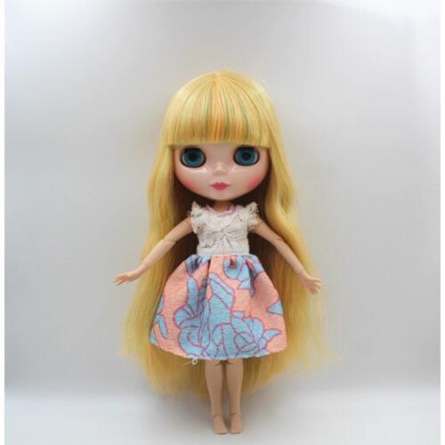 Blyth doll Yellow and green mixed Liuhai straight hair nude doll 30cm joint body 19 joint DIY doll can change makeup