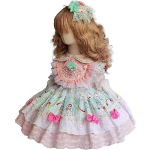 Girls Sweet Eid Dress Flower Girl Dresses for Weddings Children Birthday Party Gift Kids Dresses for Girls Spain Vitange Fashion