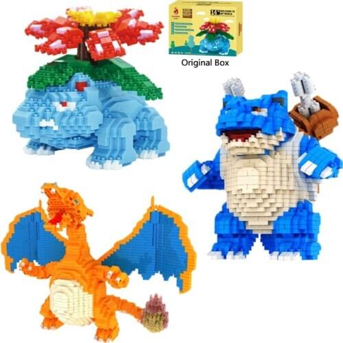 DIY Mini Building Blocks Toys Bricks Animal Doll Children Gifts Toy For Pokemon Venusaur Blastoise Charizard Snorlax Gyarados