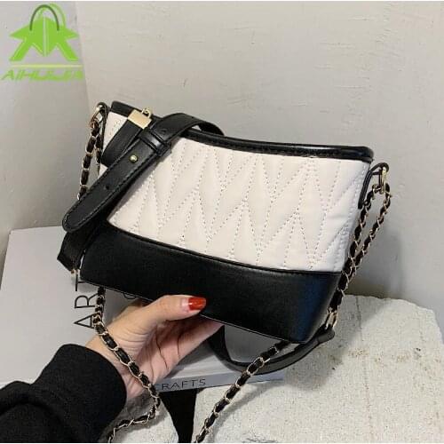 Fashion Chain Messenger Bag Women High Quality Pu Leather Embroidery Thread Shoulder Bag Luxury Multifunctional Female Handbags