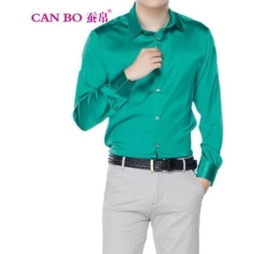 The new 2020 long sleeve high-grade commercial mulberry silk shirts mens cultivate ones morality shirt male XS - 6 xl
