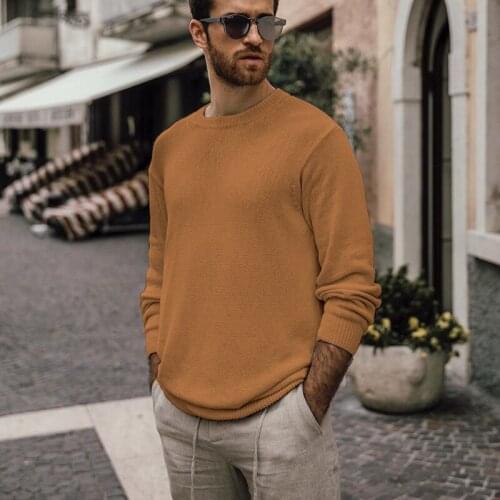Mens Casual Sweater Pullover Knitted Jumper Streatwear Soild Ribbed Business Korean Style Autumn Comfortable Male Tops Clothes