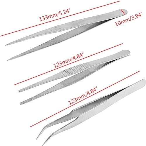 3Pcs Repair Precision Mounting Tool Set Electronic Stainless Steel Tweezers P82D