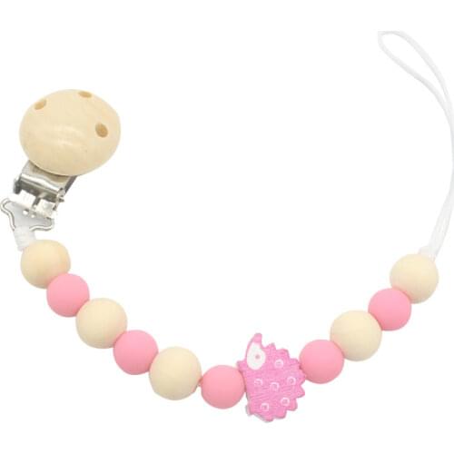 2020 New Baby Silicone Pacifier Chain Silicone Loose Beads Cartoon Hedgehog Toddler Silicone Pacifier Clip Baby Teething Chain