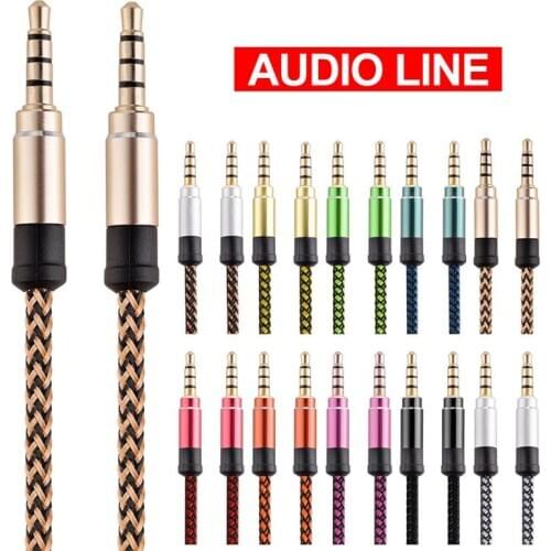 New 3.5mm Braided Audio Cable 10 Colors Male To Male Nylon Aux Recording Cable Car Audio Cable Multi-Spec Gold-Plated Aux Plug