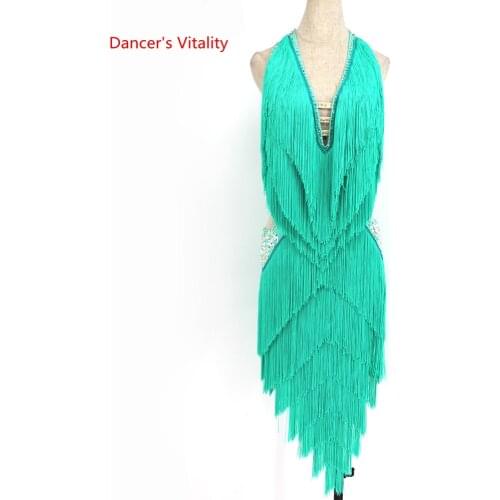 Latin Dance Competition Dresses Women Tassel Chacha Dress High-End Custom Adult Child Latin Fringed Clothing for Kid Dance Wear