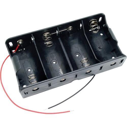 High Quality 4 x 1.5V D Black Plastic Wired Spring Loaded 1.5V D Size Cell Batteries Case Box Holder