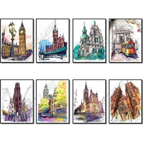 Full Square / Round Diamond Painting Crystal Mosaic London Big Ben Diamond Embroidery Beaded Cross Stitch Pixel Hobby & Crafts