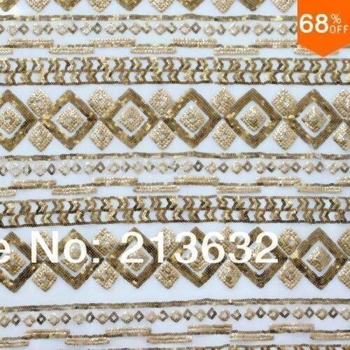 POz79 textile pearl sequins embroidery, bead light spools with embroidery, beads and sequins embroidered dress