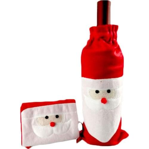 Christmas Decorations For Home Santa Claus Wine Bottle Cover Bag Santa Sack Noel Decoration