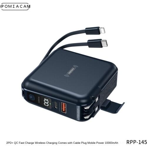 RPP-145 Quick Charge 10000mah Power Bank External Battery with US plug with type-c cable For Xiaomi Samsung iphone XS