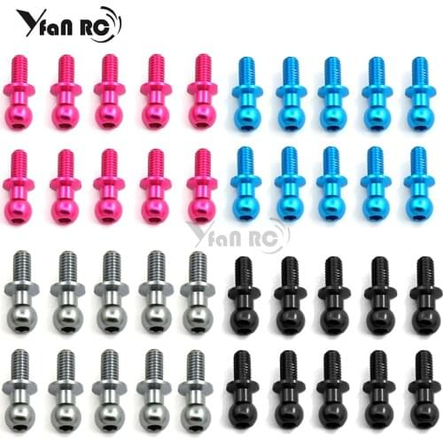 Yfan rc 1 Set of M3 teeth running flat universal head tie ball damper ball head for 1/10 RC car tamiya TT-01 TT01 TT-02