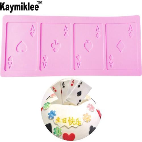 Kaymiklee M144 Poker A Silicone Mold Chocolate Mold Cake Decoration Chocolate Kitchen Baking Tool Bakeware Cake Decoration