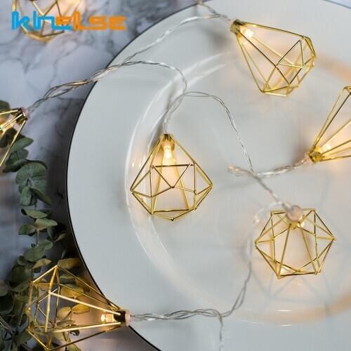 Diamond Led Gold Copper Wire String Lights 1.5M/3M 10/20 Leds Fairy Iron Christmas Wedding Party Home Decor Lantern String Lamps