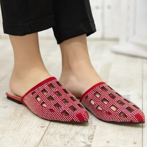 Tonar Eloi Red Suede Beads İşlemeliKadın Slippers Spring Summer New Season Cool Comfortable Style New Creation Casual