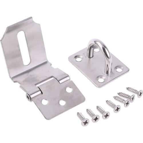 Stainless Steel Hasp Lock Anti-theft Door Clamp 90 Degree Shed Latch Home Security Padlock