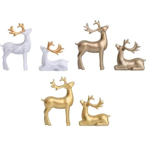1 Pair Modern Resin Elk Sculpture Ornament Figurine Statue Desktop Artwork