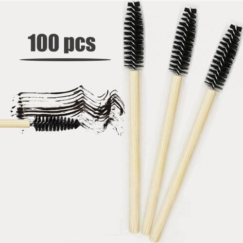 10/100pcs Bamboo Handle Eyelash Brush Makeup Eyelash Extension Disposable Eyebrow Brush Mascara Applicator Makeup Tools