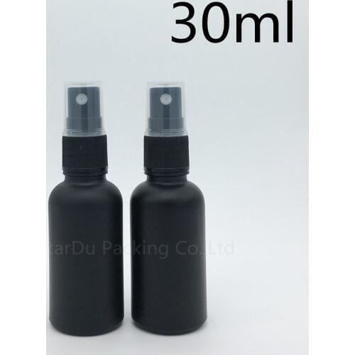 12pcs 30ml black Frosted glass bottle with Black plastic sprayer, 30cc Essential Oil Spray Glass perfume bottle