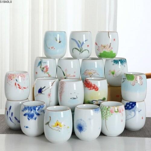 190ml Traditional Chinese Style Multiple Patterns Handpainted Ceramic Teacup China White Porcelain Large Tea Cups