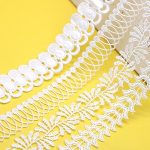 20yards White Water Soluble Lace Trim Hollow out Ribbon Lace Fabric DIY Dress Wedding Curtain Skirt Decoration Accessories