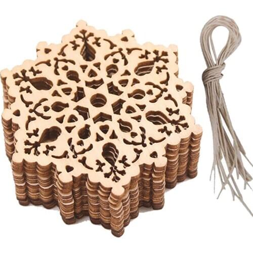 30 pcs laser cut ornaments wood holiday christmas tree ornament home decor wooden snowflake decorations