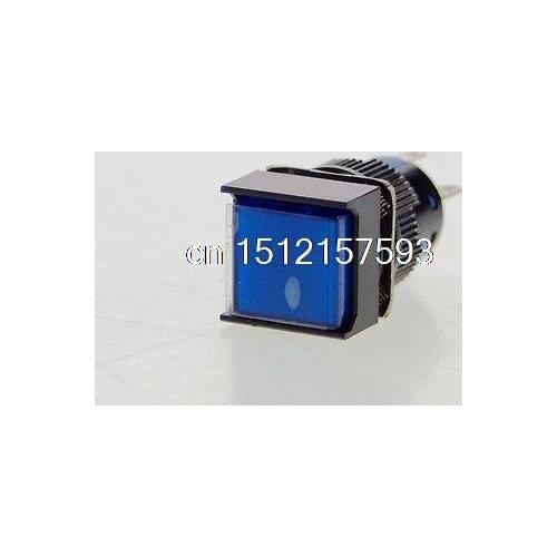 5x DC 12V Blue Squared Signal Light indicator Non-Locked Push Button Switch 16mm