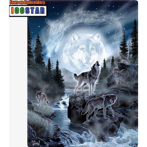 Diy diamond mosaic paint on canvas 3d diamond painting cross stitch kit diamond embroidery animal wolfs picture Craft gift